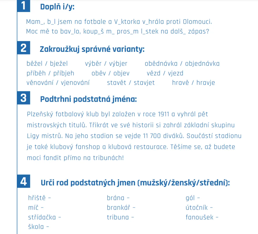 Takto vypadají úkoly z českého jazyka pro dnešní den