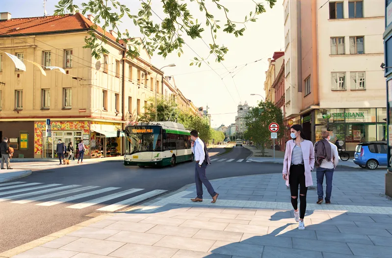 Vizualizace Americké třídy po vyloučení individuální automobilové dopravy