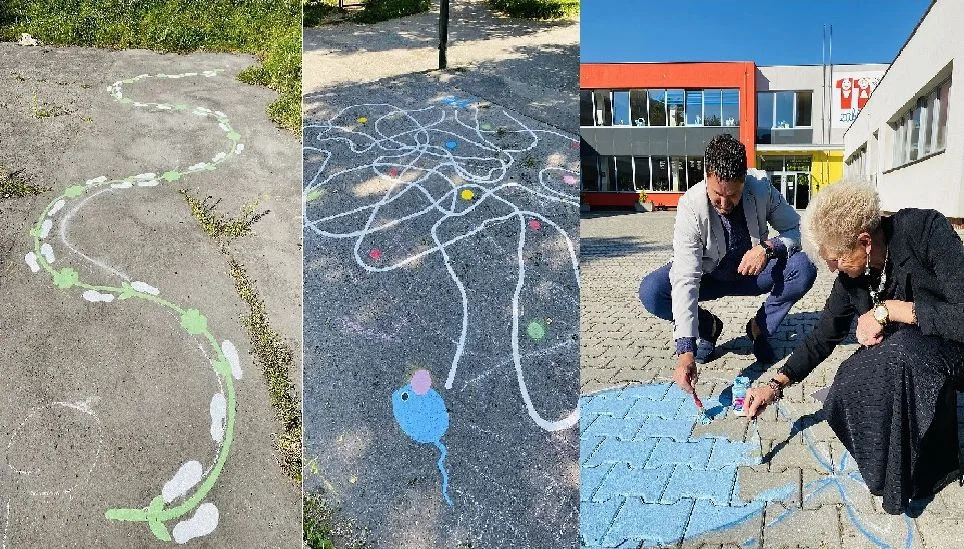 Originální skákací panáky si navrhly děti, teď se překreslují na chodníky a další prostranství