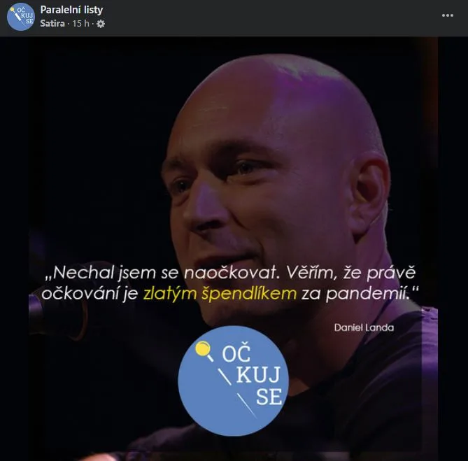 Očkuj se i ty, vyzývá Landa, jde však o fake. Doufáme v žalobu, říkají autoři koláží