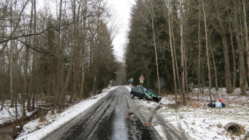 Řidička po havárii utekla od auta do lesa i se všemi svými věcmi. Po její stopě se vydal policejní pes