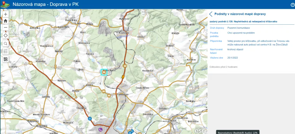Názorová mapa Plzeňského kraje se plní podněty od veřejnosti, jak zlepšit dopravu na konkrétních místech