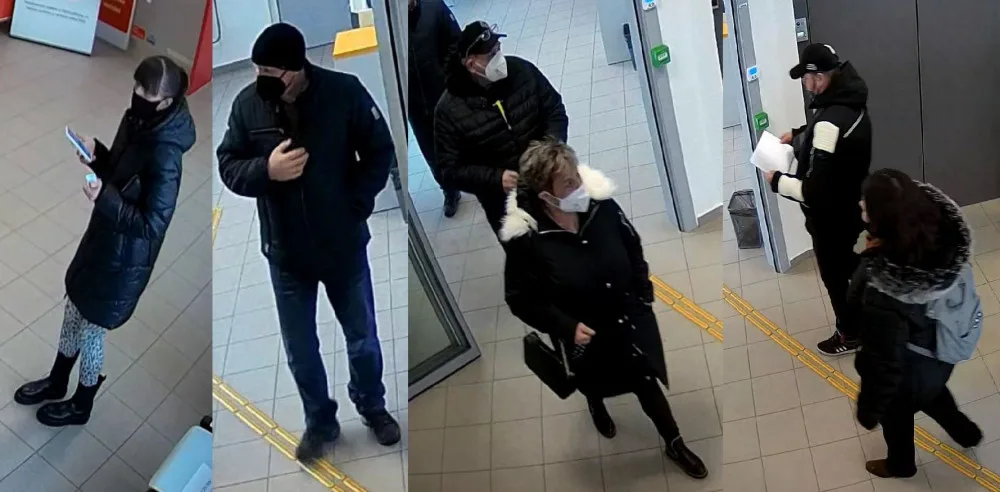 Policie pátrá po totožnosti těchto návštěvníků pošty kvůli jejich svědecké výpovědi