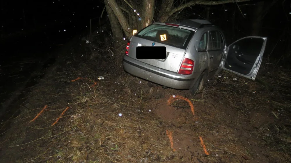 Řidič narazil do stromu a z místa nehody utekl