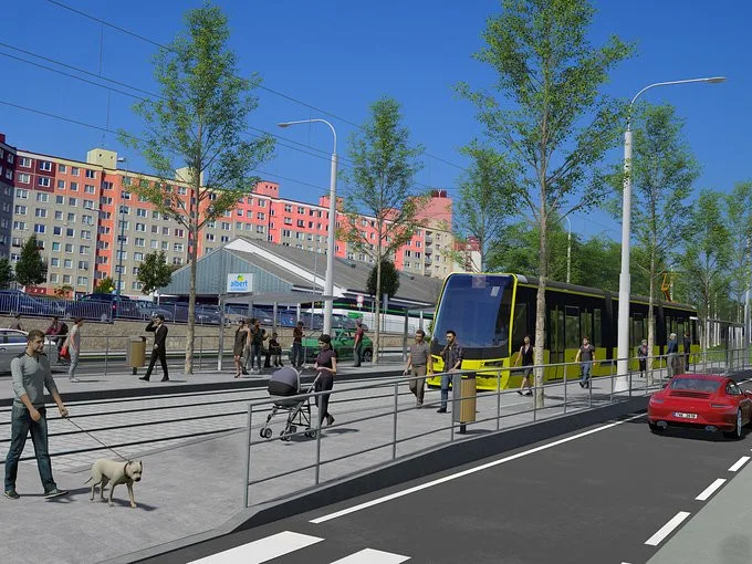 Vizualizace zastávky Brněnská v ulici Na Chmelnicích, vizualizace: SVSMP