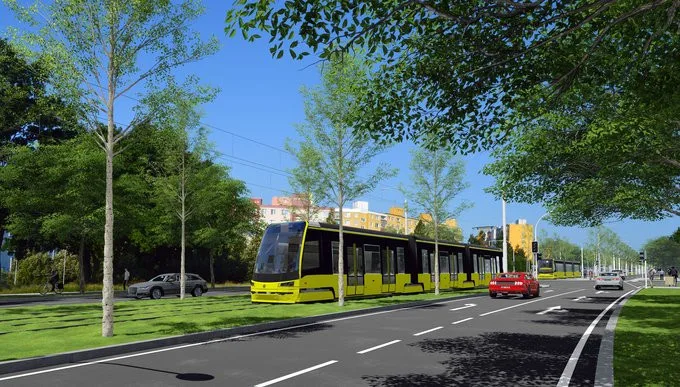 Vizualizace trati u zastávky Amfiteátr v ulici Na Chmelnicích