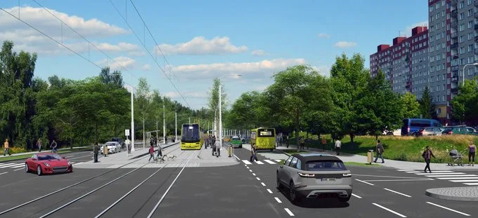 Vizualizace zastávky Sedlecká v ulici Na Chmelnicích