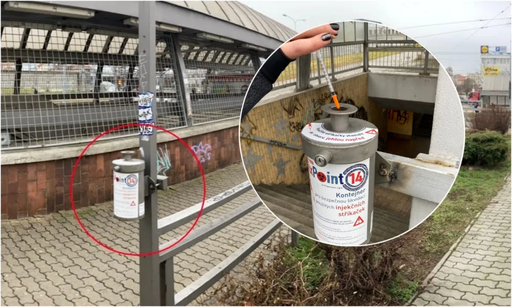Kontejnery na použité injekční stříkačky se setkaly s úspěchem, umístěné jsou u nádraží nebo u Borského parku