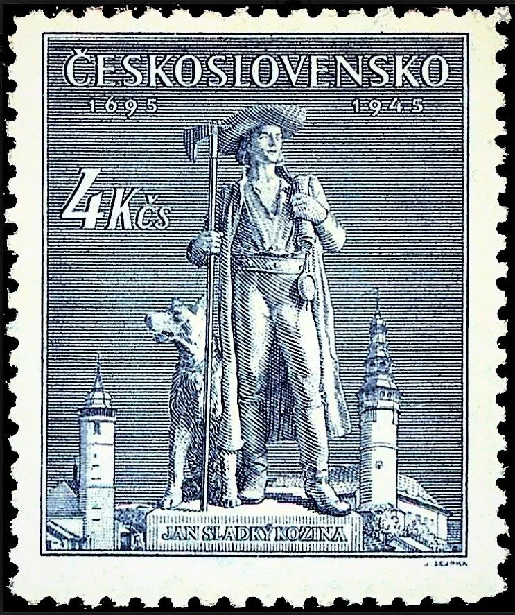 Známka Jan Sladký Kozina, datum vydání 28. 11. 1945, zdroj: Domažlický dějepis