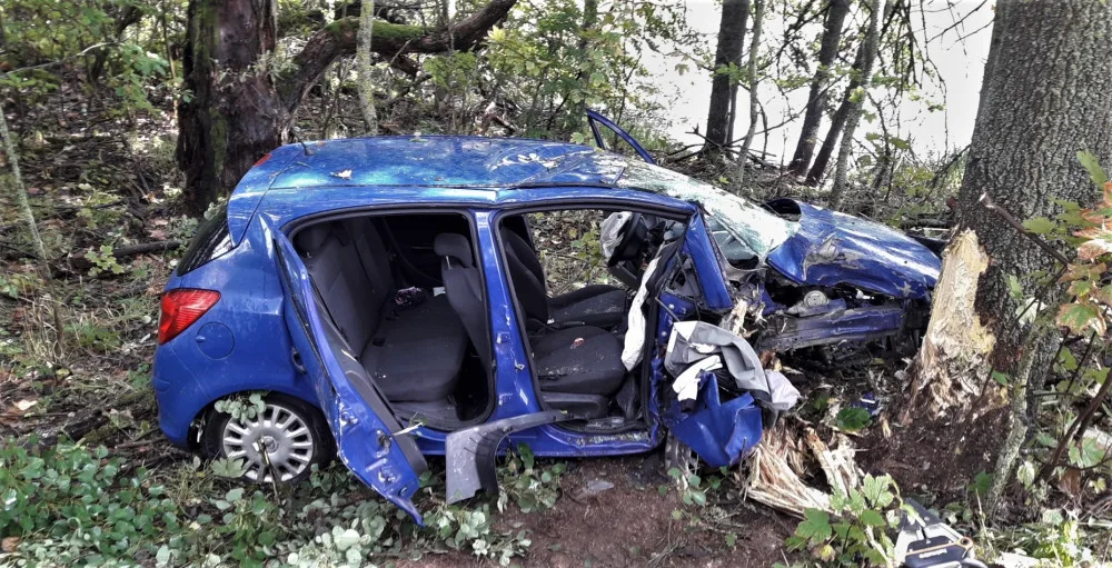 Po strašlivém nárazu do stromu se z auta vytrhl motor a odletěl 15 metrů. Dva cizinci utrpěli těžká zranění