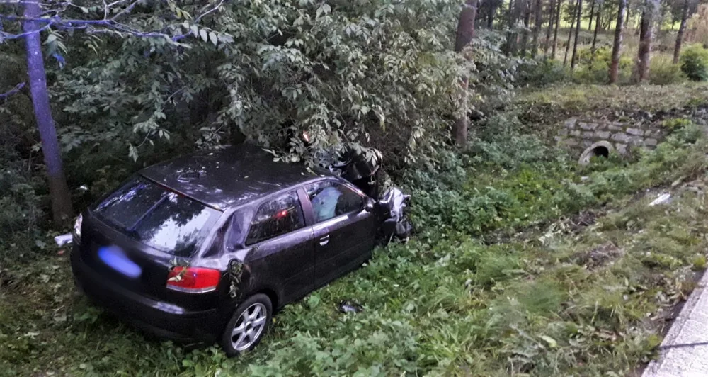 Při hrozivě vyhlížející nehodě vozu značky Audi vyletěl ven motor, jedna žena utrpěla těžké zranění