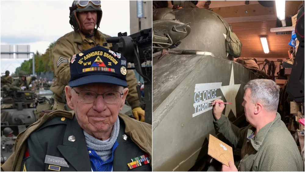 Válečný veterán George Thompson oslavil 89. narozeniny, klub vojenské historie po něm pojmenoval tank