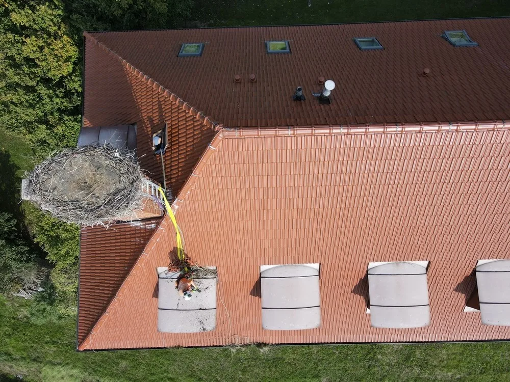Čápi odletěli do teplých krajin, ve výškách začíná sezóna náročné údržby a čištění jejich opuštěných hnízd