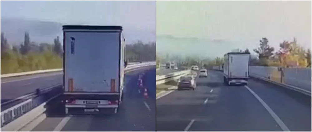 VIDEO: Opilý Srb s téměř třemi promile kličkoval s kamionem na dálnici