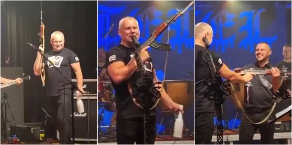 Kájínek mával na pódiu se samopalem, pokřtil tak nové album skupiny Ortel