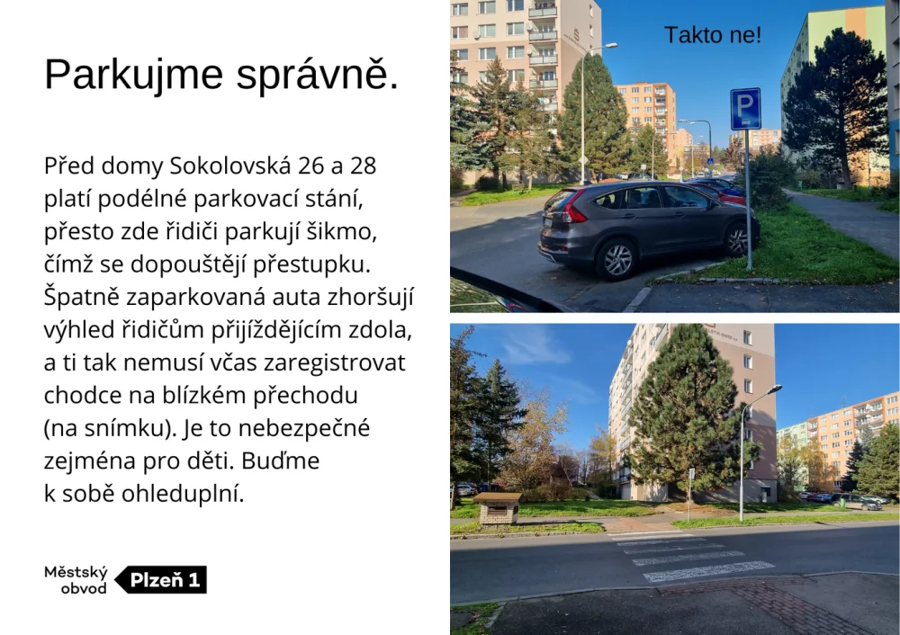 Radnice chce naučit řidiče správně parkovat, připravili pro ně informační kampaň