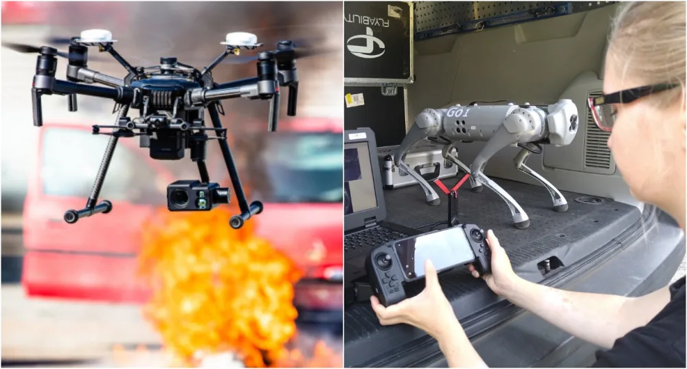 Moderní technologie pomáhají záchranářům, hasičům i policistům, využívají drony i robotického psa