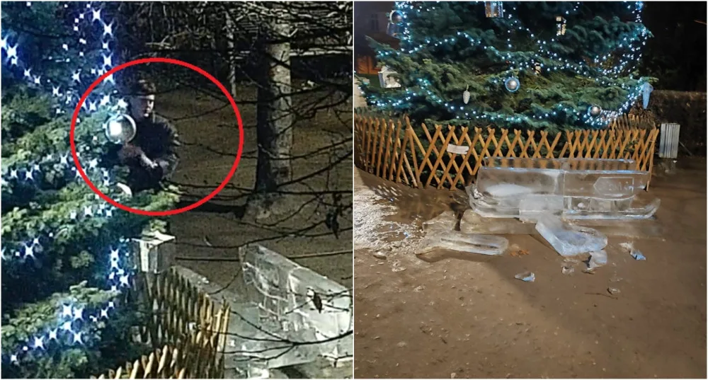 Vandal poničil ledovou sochu za desítky tisíc korun, policie hledá svědky i totožnost výtržníka