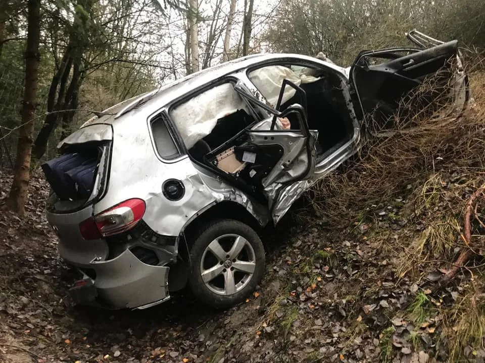 Auto vyletělo z dálnice a zastavilo se až 50 metrů od vozovky uprostřed porostu. Při nehodě se zranili tři lidé včetně tříletého dítěte