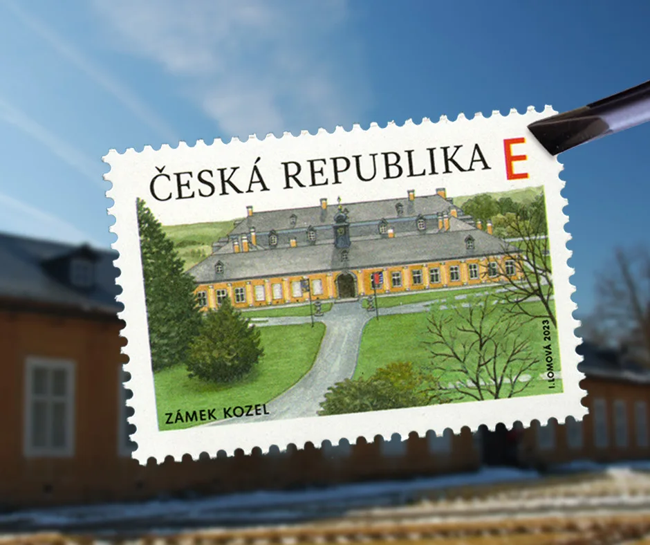 Lovecký zámek Kozel se pyšní vlastní poštovní známkou z edice Krásy naší vlasti