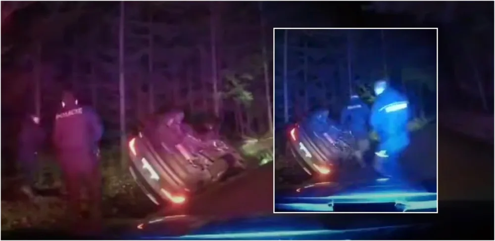 VIDEO: Muž se zákazem řízení ujížděl před policisty, havaroval a skončil převrácený v příkopu