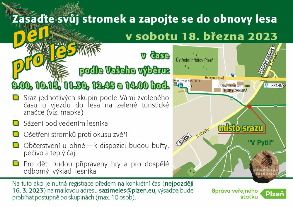 Plzeňané se mohou zapojit do obnovy lesa a vysadit si v arboretu Sofronka svůj stromek