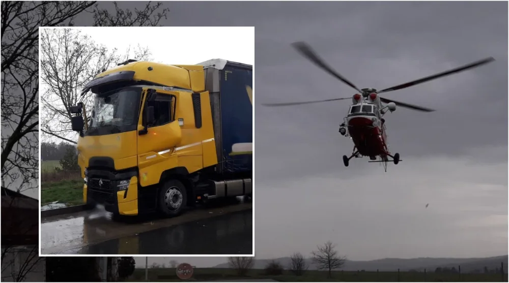 Exploze v kabině kamionu na čerpací stanici u D5. Řidiči vybuchla do obličeje lahev propan butanu
