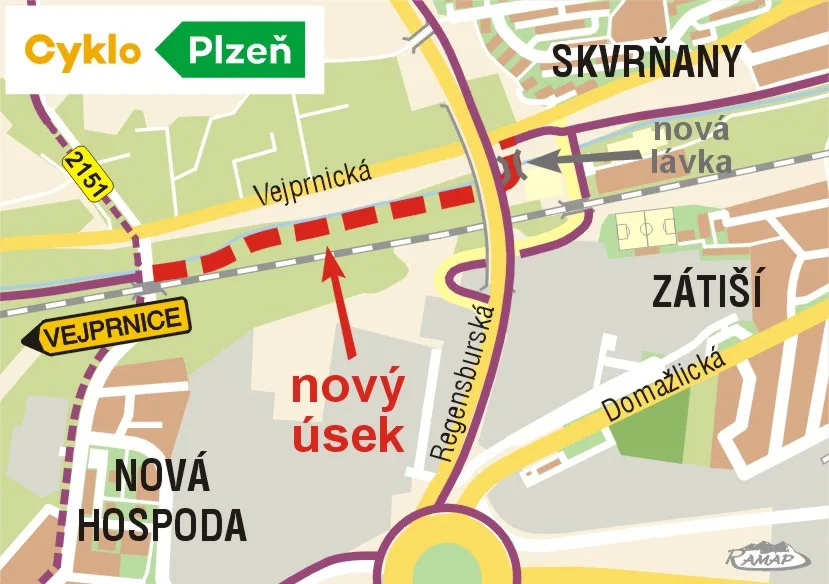 Radnice začíná stavět poslední úsek cyklostezky podél Vejprnického potoka, hotovo bude na začátku prázdnin