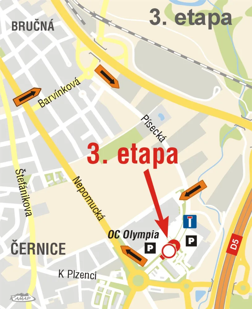 Příjezd do obchodního centra Olympia zkomplikuje rekonstrukce Písecké ulice, práce začnou zítra