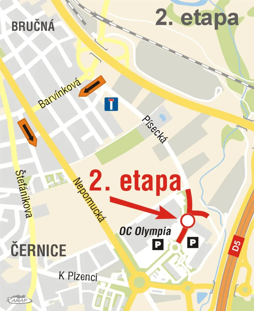 Příjezd do obchodního centra Olympia zkomplikuje rekonstrukce Písecké ulice, práce začnou zítra