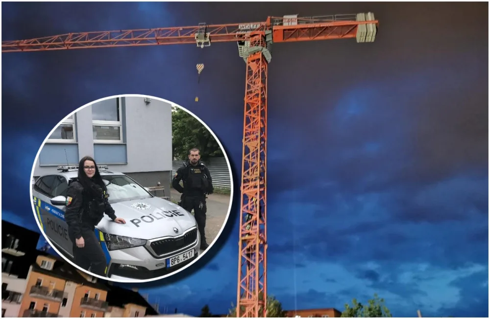 Nešťastný muž se chtěl zabít skokem ze čtyřicetimetrového jeřábu, policisté mu to rozmluvili