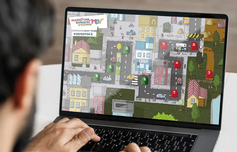 Hráči Markétiny dopravní hry mají bezpečně projet město na kole. Splnit musí několik různých úkolů