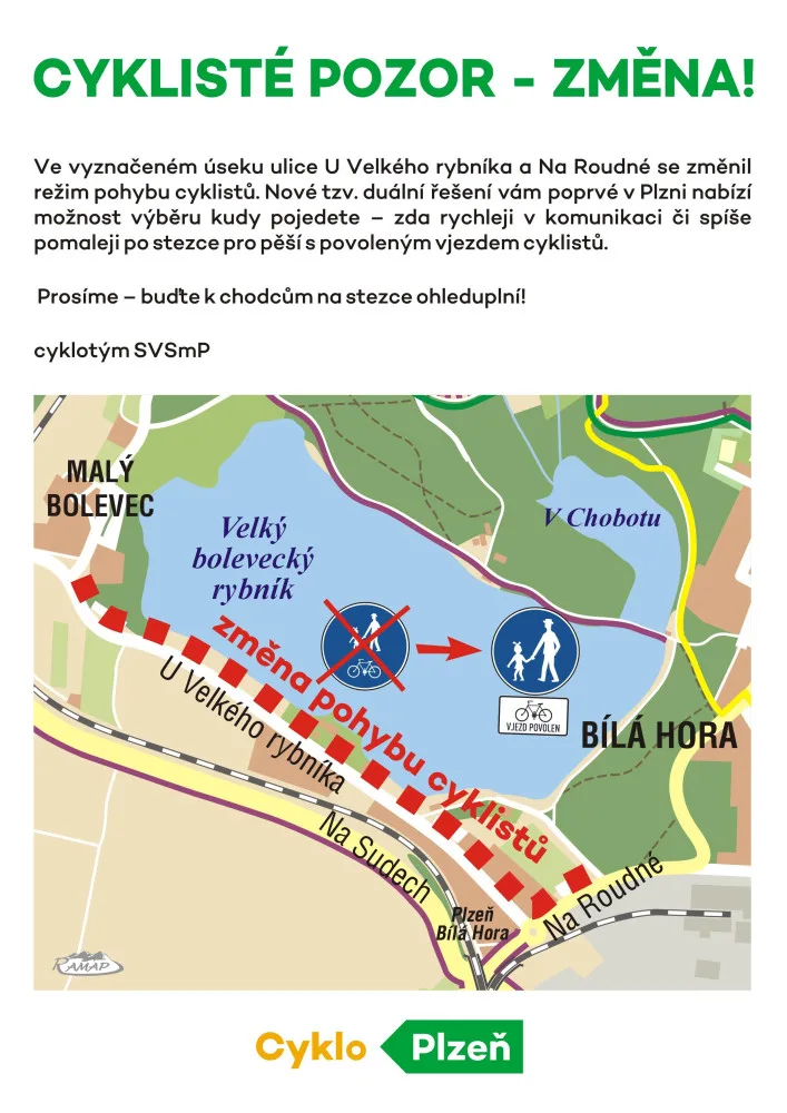 Pomalí po stezce, rychlí po silnici, první duální řešení v Plzni dává cyklistům na výběr