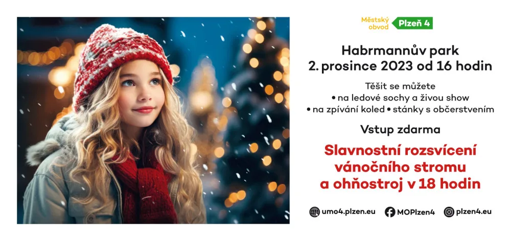 Na plzeňské Doubravce se vánoční strom rozzáří už 2. prosince, chybět nebude ohňostroj a ledové sochy
