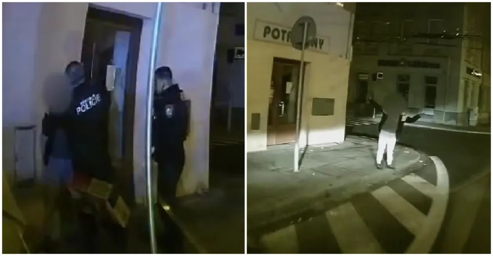 VIDEO: Opilého muže honila mlsná a pokusil se vloupat do obchodu, kolem zrovna jela policie