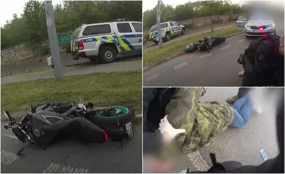 VIDEO: Zfetovaný muž ujížděl policii na kradené motorce, zastavil ho až zátaras