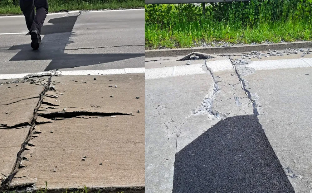 Na dálnici D5 opět popraskala vozovka. Kvůli trhlinám musí řidiči počítat s omezením provozu