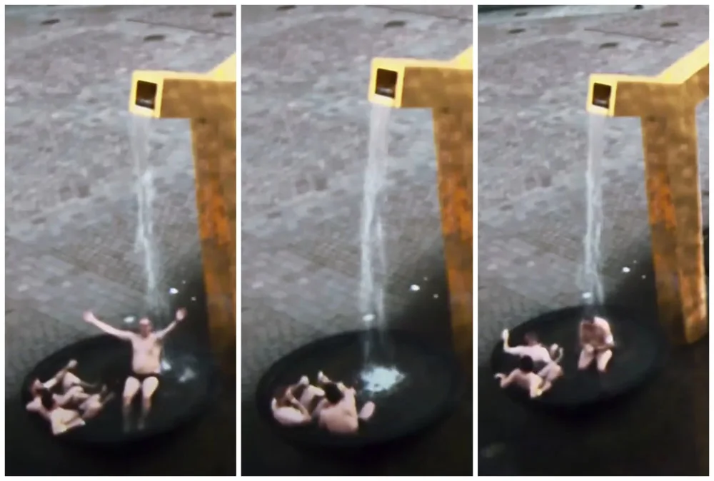 VIDEO: Tojice turistů dováděla v kašnách na náměstí, udělali si z ní hydromasážní vanu a pili v ní pivo