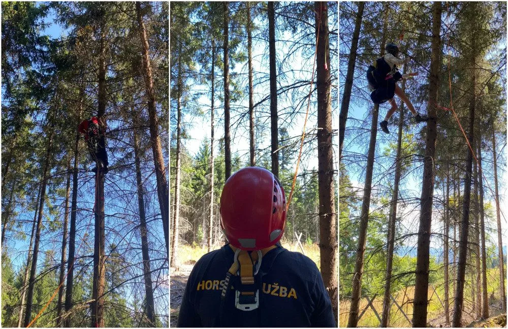 Šumavští horští záchranáři sundávali ze stromu dalšího paraglidistu, uvízl ve dvanáctimetrové výšce