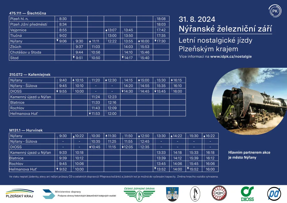 Jízdní řád Nýřanského železničního léta