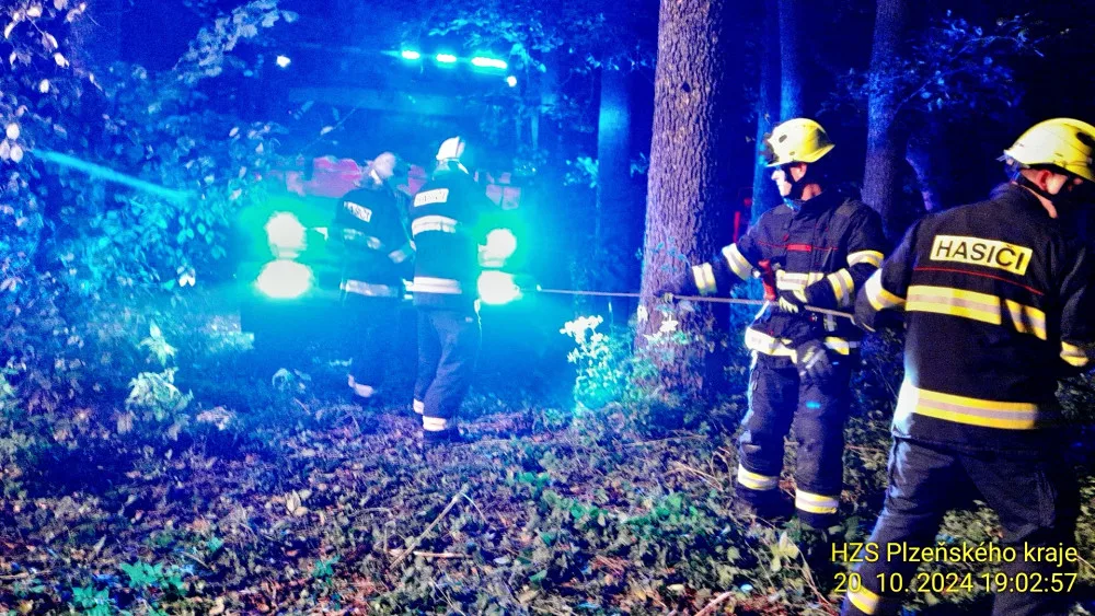 Řidič skočil s elektromobilem do rybníku. Auto dokázalo uplavat 100 metrů, téměř až ke druhému břehu