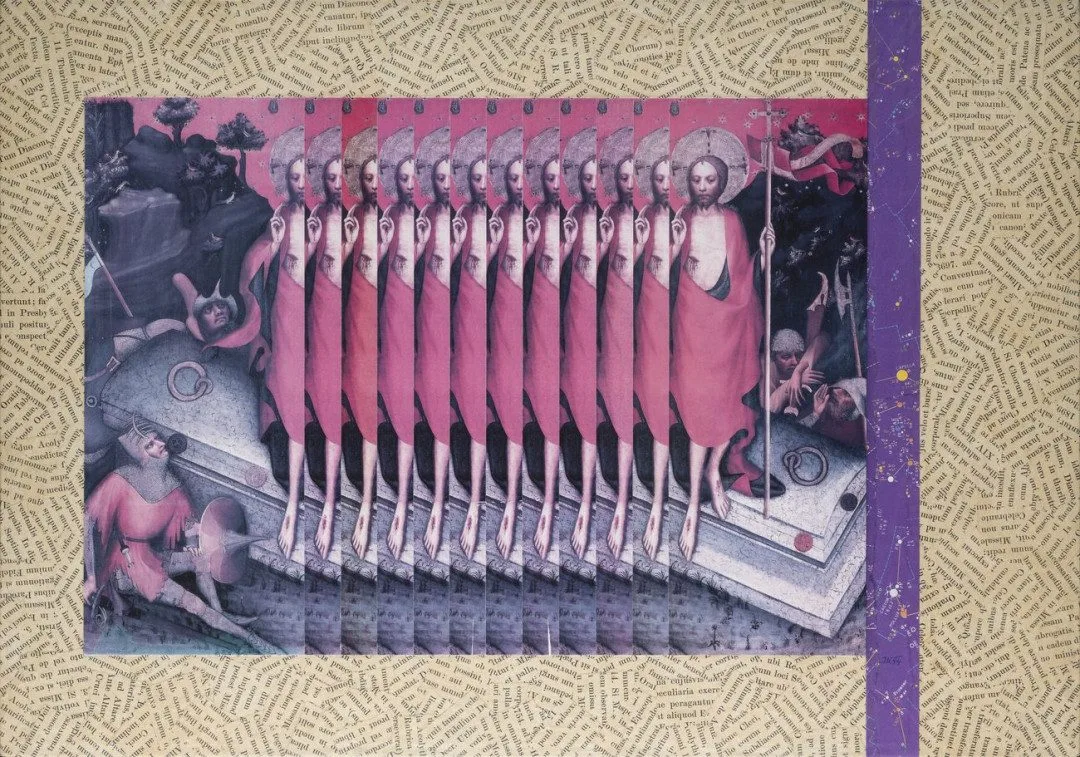 Jiří Kolář, Mistr třeboňského oltáře, 1994, roláž, chiasmáž, ZČG