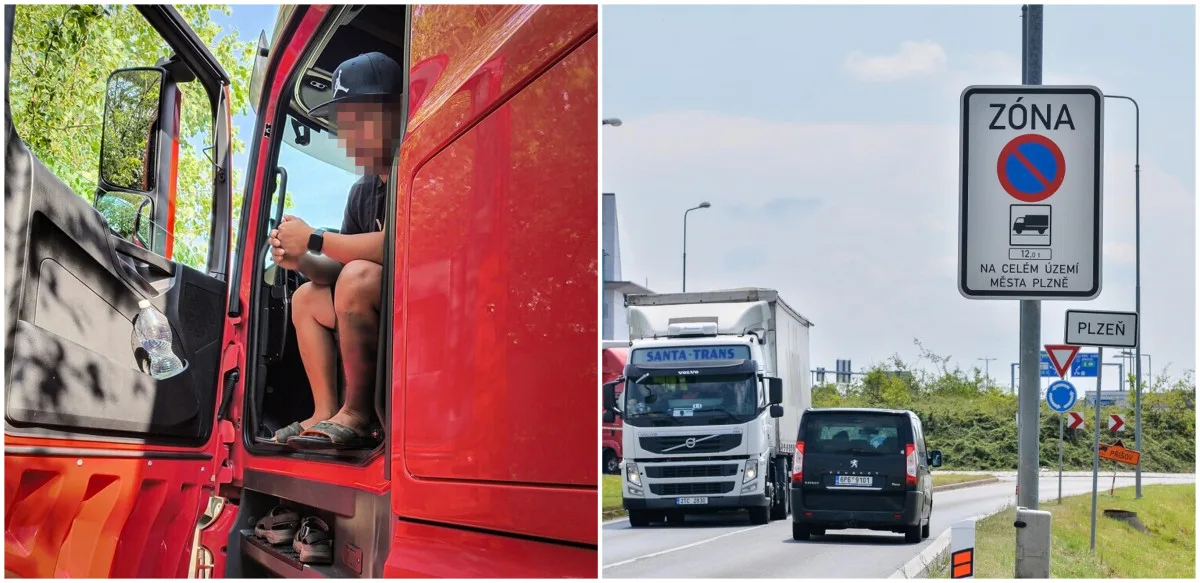 Řidič kamionu měl platný zákaz řízení, navíc porušil pravidlo se zákazem stání ve městě