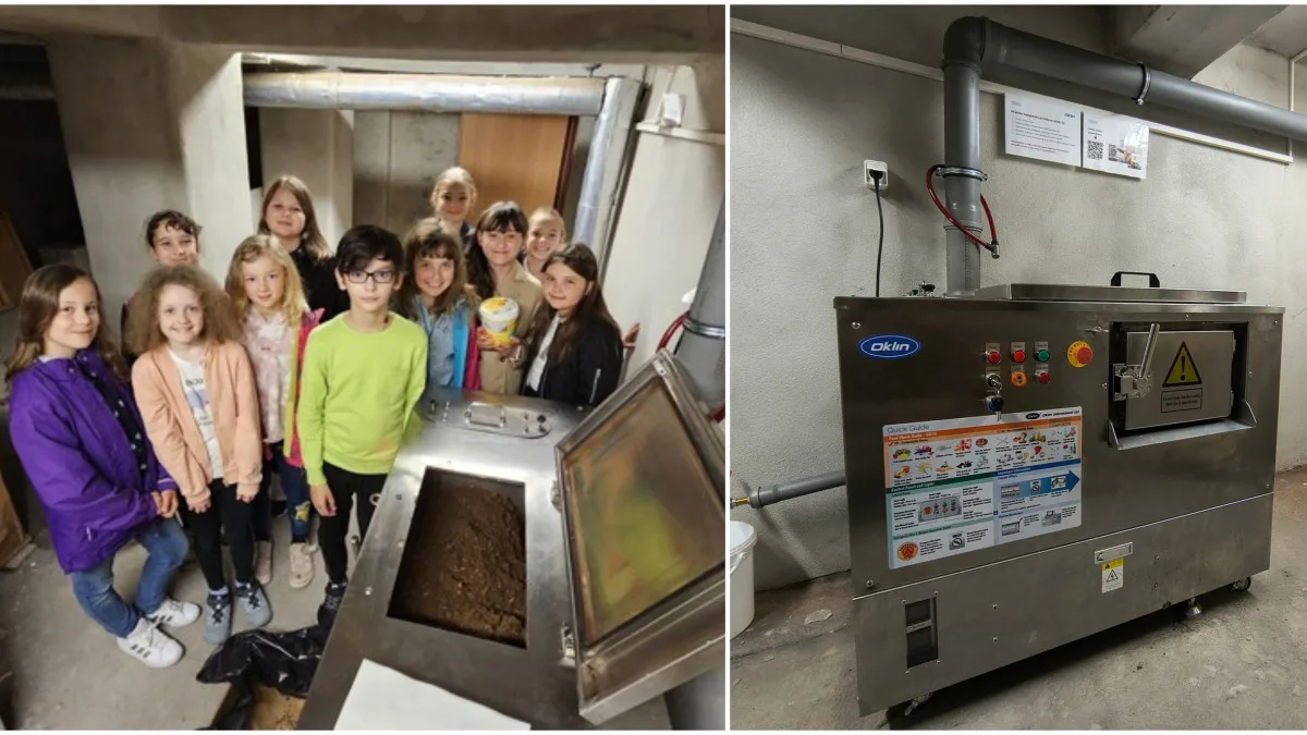 Zbytky od obědů mění na hnojivo, plzeňská základka získala elektrický kompostér