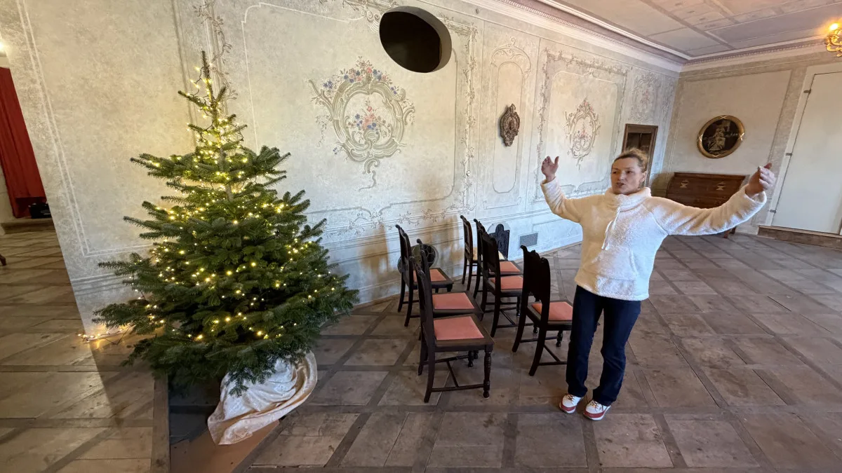 Vánočně nazdobeným zámkem provede návštěvníky jeho majitelka. Nabídne kávu a cukroví u krbu