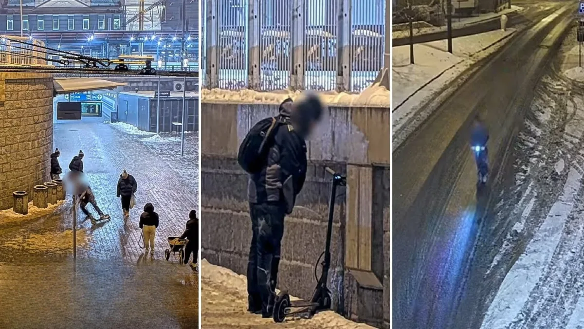 Bizarní video opilého koloběžkáře na ledě. Pád, močení na zeď i jízda v protisměru