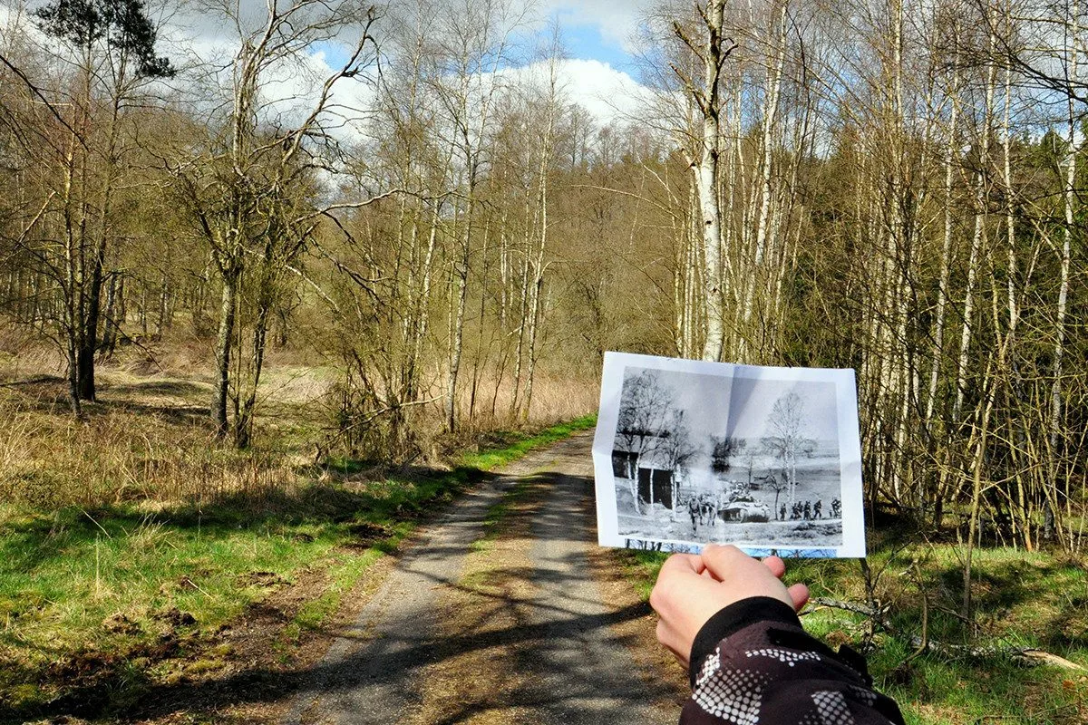 Místo, kde hlídky americké armády překročily státní hranice v místě „Kočičí hlava“, 70 let poté, 18. dubna 2015 (foto Velvyslanectví USA)