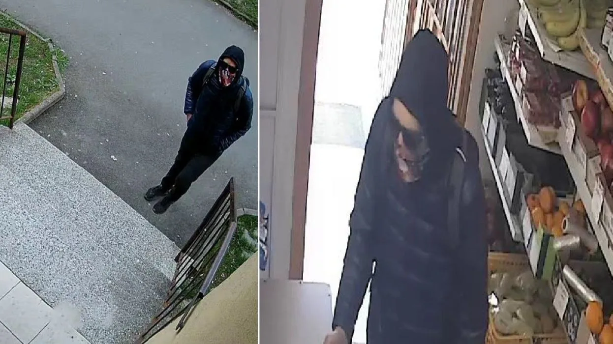 Maskovaný lupič s nožem v ruce přepadl prodejnu. Policie pátrá po muži z fotek