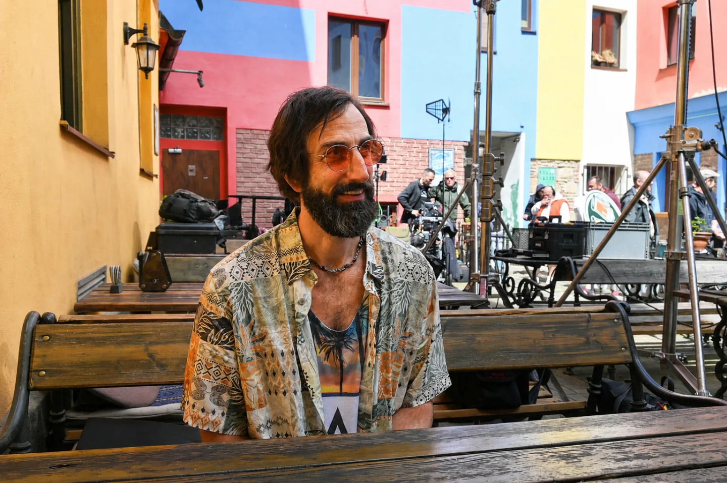 Petr Vaněk na natáčení v Plzni, foto: Zuzana Duzbabová