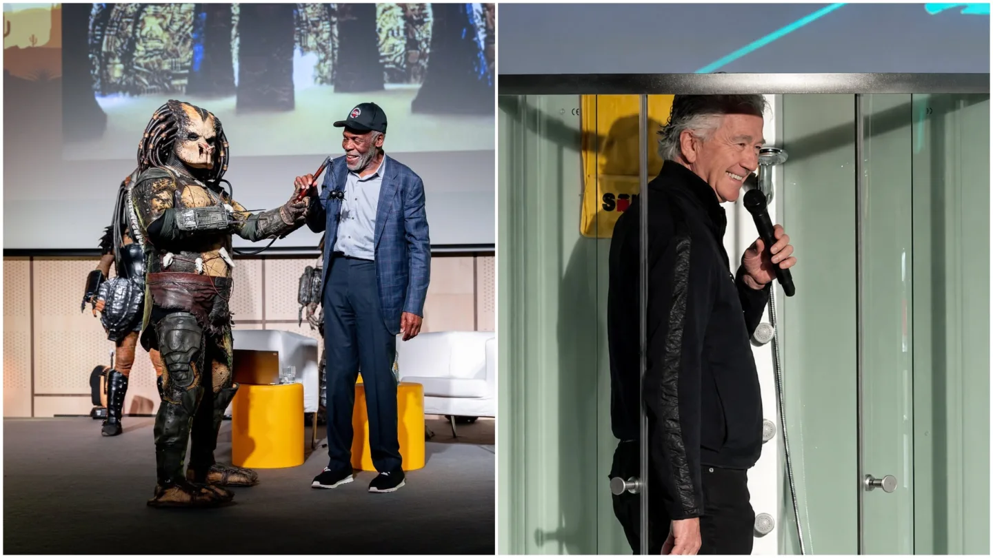 Danny Glover dostal od samotných predátorů jako památku na Česko palcát s podpisem Jana Žižky. Kevin Sorbo si odvezl lepidlo Herkules. Patrik Duffy naopak na pódium vylezl ze sprchy. Foto: Comic-Con Prague.